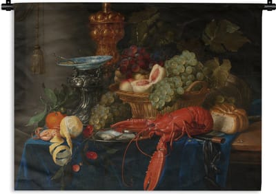 Wandkleed - Wanddoek - Stilleven met een gouden bokaal - Schilderij - Oude meesters - 120x90 cm - Wandtapijt