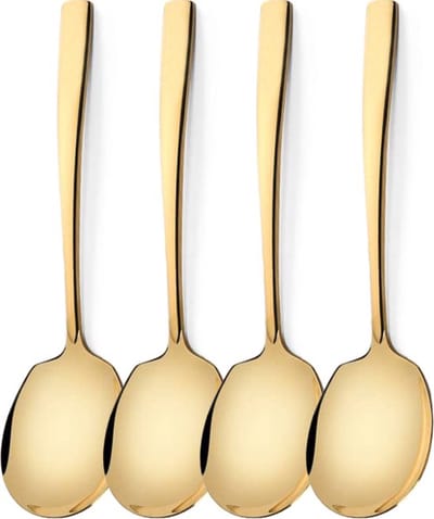 House of Husk Opscheplepel Set - Goud - Serveerlepel - Groetelepel - Aardappellepel - 21cm - RVS - 4 Stuks