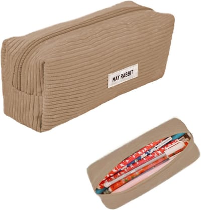YALiya Etui van corduroy stof, draagbaar, opbergtas, etui met grote inhoud, pennenetui met praktische ritssluiting, voor school, thuis en op kantoor, A, 6*19*7cm, Lichtgewicht