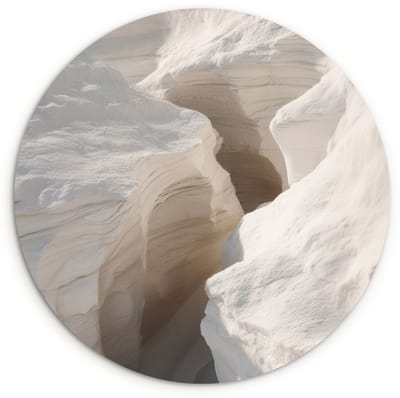 WallCircle® Wandcirkel 120x120 cm - Muurcirkel Kloof - Wit - Sneeuw - Muurdecoratie woonkamer - Wanddecoratie slaapkamer - Kamer decoratie accessoires - Ronde schilderijen XXL