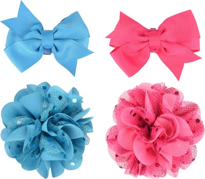 Flamingo Arcum - Accessoire Voor Halsband Honden - Halsband Accessoire Arcum Strik+ Bloem Blauw/roze Ass. - 2st - 123025 - 2st