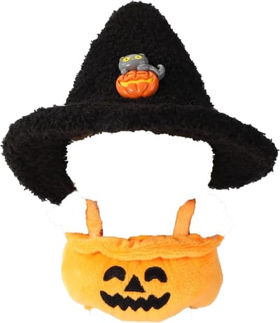 Poppenkleding Set - Halloween Outfit - Poppen Decoratie - Gebreid Pompoen Design - 17cm Poppen - Oranje Zwart
