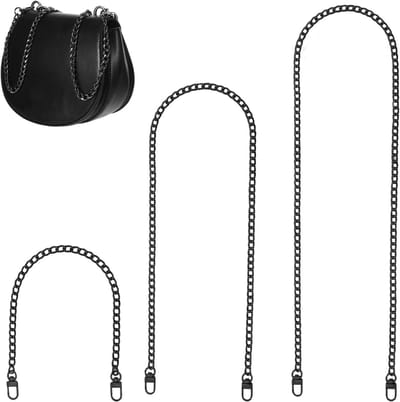 3 Pocket Chains voor Schoudertassen, Zwart, Verstelbare Lengte 40cm/80cm/120cm, Metaal Ketting voor Dameshandtassen, Crossbody Tas en Accessoires