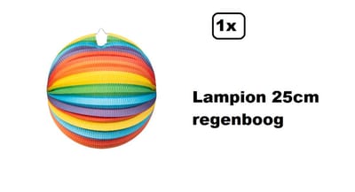 Lampion regenboog 25cm - festival thema feest verjaardag party papier BBQ strand licht fun