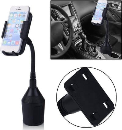 LuxeBass Telefoonhouder Auto Bekerhouder met Lange Zwanenhals 360° roteren - LB431