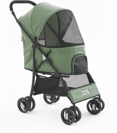 Opvouwbare Jogger - Dierenkar - Comfortabel Vervoer - Weerbestendig - Tot 15 kg - Groen
