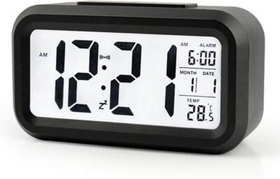New Age Devi - LED - Alarm Wekker - Temperatuur - Datum - Zwart