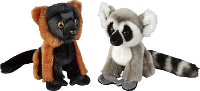 Ravensden - Apen serie pluche knuffels - 2x stuks - Ringstaart Maki en Vari Aapje - 18 cm