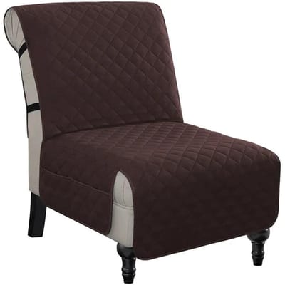 Gewatteerde Accent Armloze Stoelhoes Effen Kleur Antislip Bankhoes Stoelkussen met Opbergzak Stofdicht Woonkamer Hotel