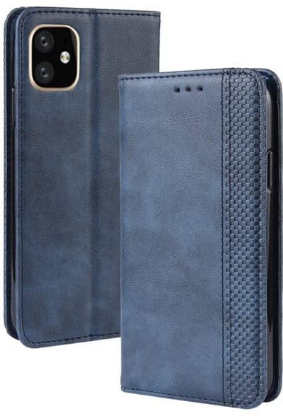Coverup Hoesje - Geschikt voor iPhone 12 Mini Hoesje - Coverup Vintage Style Book Case - Blauw