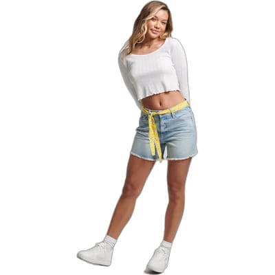 Superdry Vintage Mid Rise Slim Korte Broek Grijs 24 Vrouw