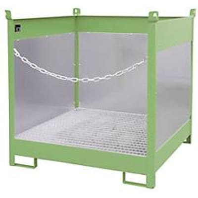 Stapelpallet voor vaten Bauer FSP-4 G, spatbeschermingswand 3-zijden, voor 4 x 200 l vaten, groen