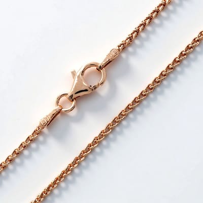 Cavill - Zilveren ketting 925 Sterling Zilver - Rosé verguld - Fijne vlechtketting dames 50 cm - Lichtgewicht, elegant, stevige karabijnsluiting