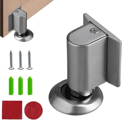 Deurstopper Vloer - Magnetische Deurwig - Voorkomt Deurschade - Sterke Magneet - 7 x 5 x 4 cm - Zilver