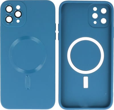 Hoesje Geschikt voor iPhone 11 Pro Max - Back Cover - MagSafe Hoesje met Camera Beschermer - Navy