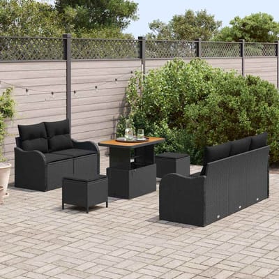 vidaXL - Tuinbank - Set - 8 - st - 7-Aantal - zitplaatsen - Zwart