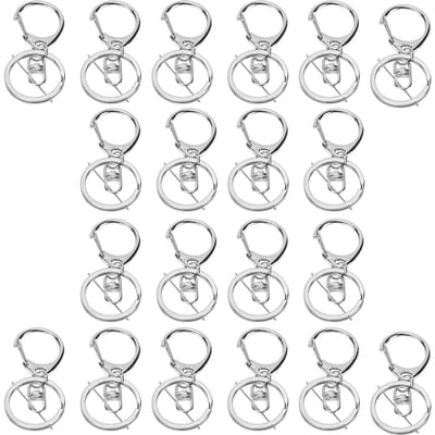 20 pièces Clip Porte-clés Boucle de Bijoux DIY Boucle en Forme de D en Alliage de Zinc Crochets Pivotants pour Voiture white