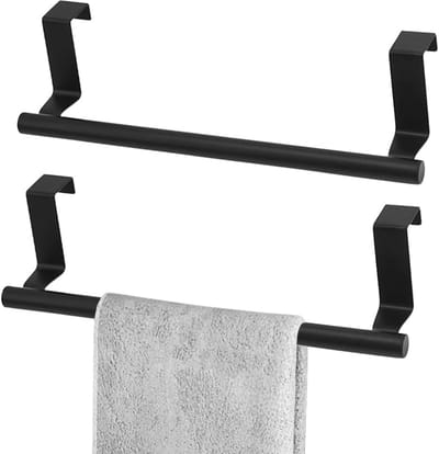 2 stuks Keuken Handdoekstang 36cm - Zonder Boren - RVS - Theedoekhouder Deur Hangend - Handdoekstang - handdoekrek keukenkast - Keuken en Badkamer - Zwart
