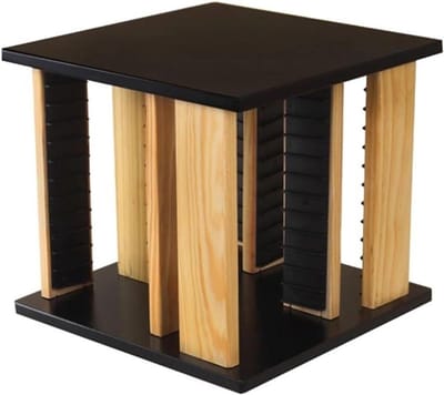 Houten CD-rek - DVD-opberger Spelrek - Media Organiseren - 360 Graden Rotatie - 28x28x27 cm - Houtkleur