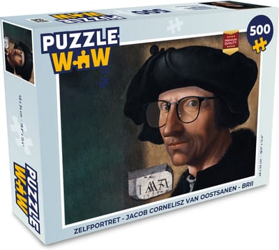 Puzzel Zelfportret - Jacob Cornelisz van Oostsanen - Bril - Legpuzzel - Puzzel 500 stukjes