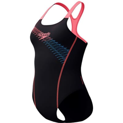 Speedo eco medley logo medalist 1p bla/ora wedstrijd badpak dames -