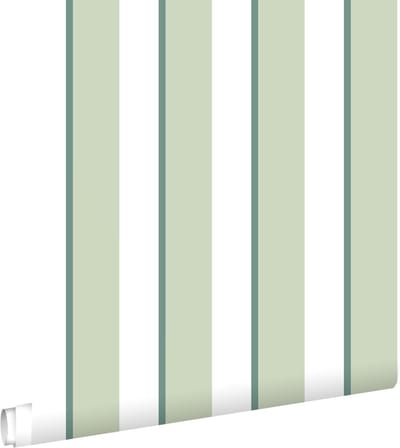 ESTAhome behang strepen groen en wit - 50 x 900 cm - 131905