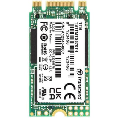 Transcend 1 TB SATA M.2 SSD 2242 harde schijf SATA 6 Gb/s, M.2 TS1TMTS570TI-VS1