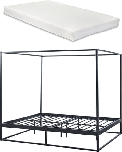 Hemelbed Kristianstad met bedbodem en matras 160x200 cm zwart