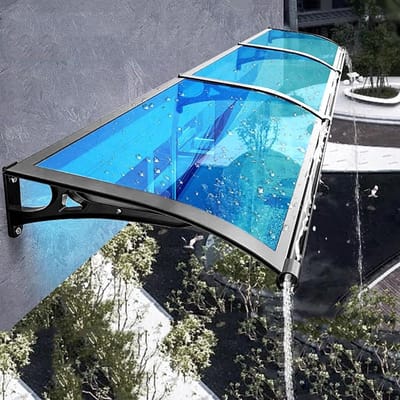 Luifel voor raam - Regenkap deur - Buiten beschutting - Praktische regengoot - 60x100cm - Zwart blauw