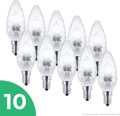 Trixline Kaarslamp Halogeenlamp E14 - 30W (40W) - Warm Wit Licht (2700K) - 400 lm - 1 jaar - Dimbaar - 10 stuks