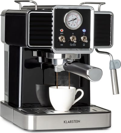 Klarstein Koffiemachine Gusto Classico Espressomachine 1350W 20 Bar - Portafiltermachine,5L Watertank - voor Keuken voor Espressoliefhebber - LED RVS Aluminium - Coffee Machine - Koffieautomaat