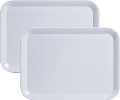 Zeller dienblad rechthoek - 2x stuks - wit - melamine - 44 x 32 cm - Serveerblad