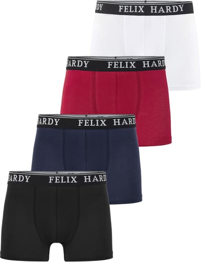 Felix Hardy Boxer - Boxershort Multipack 4 Pack - Onderbroek Mannen - Ondergoed - 97% Katoen Heren Zwart-Navy-Rood-Wit - L