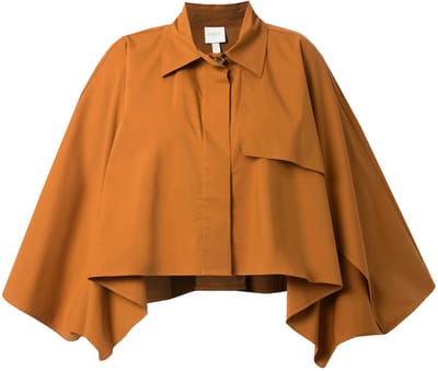 Ulla Popken - Dames - Jasje korte wijde trenchlook overhemdkraag kapmouwen - Mango - Maat 3+