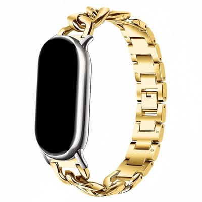Stalen bandje - geschikt voor Xiaomi Mi Band 10 / 9 / 8 / Xiaomi Smart Band 10 / 9 / 8 - rvs staal met druksluiting - goud