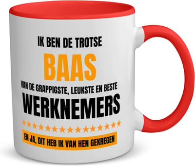 Akyol - trotse baas koffiemok - theemok - rood - Baas - een baas - werk - afscheidscadeau - verjaardagscadeau - kado - gift - 350 ML inhoud