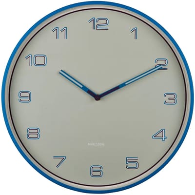 Karlsson Wandklok Lined Numbers - Blauw - Ø40cm - Wandklok Scandinavisch