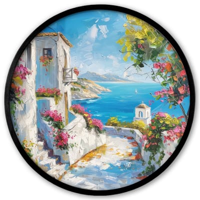 Poster in lijst Rond - Fotolijst 40x40 cm - Posters - Landschap - Bloemen - Natuur - Zomer - Ronde posterlijst zwart - Decoratie - Wanddecoratie woonkamer - Muurdecoratie slaapkamer