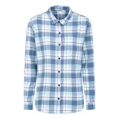 Mountain Warehouse Dames/Dames Balsem Geborsteld Flanellen Longline Shirt (Blauw)