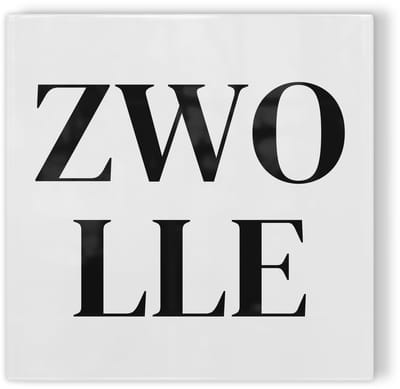Tegeltje Zwolle - wit zwart - tegeltje stad - tegeltje met tekst