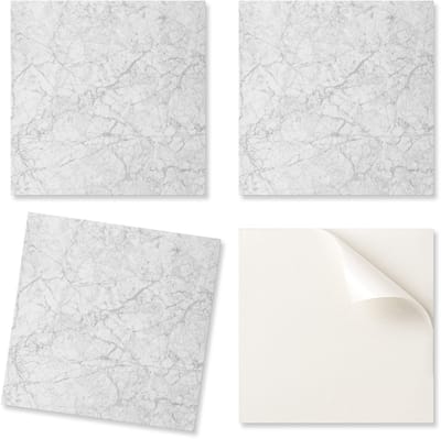 Verpakking van vinyl vloertegels met marmerpatroon en aderen, 20x20x20 cm