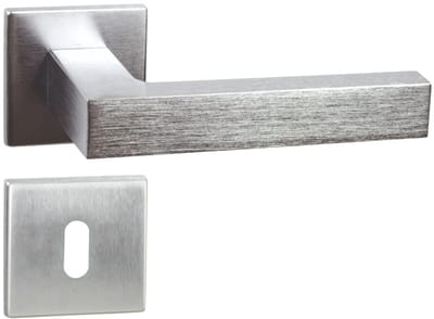 DOMINO YORK QR M4 - Deurkruk binnendeur - Satijn Chroom - Vierkant Rozet BB Veer - Deurbeslag Aluminium Klink