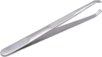 Pincet Roestvrij Staal - Precisie Tweezer Ontharen - Wenkbrauwen Vormgeven - Schuine Punten - 1 Gram - Zilver