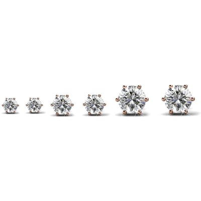 Solitaire oorbellen S, M, L - Roségoud en kristal