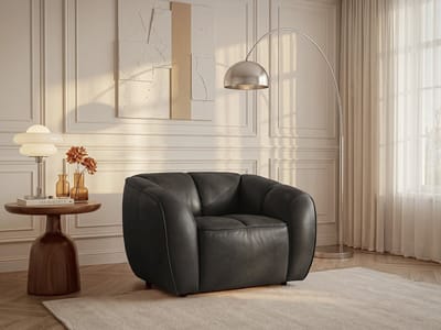 Vente-unique Fauteuil in zwart leer PRADONI