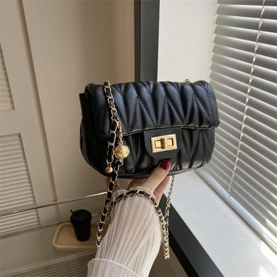 Franse Niche Mode Casual Borduurwerk Ketting Enkele Schouder Crossbody Tas Populair Lente Nieuw Onderarm Tas black