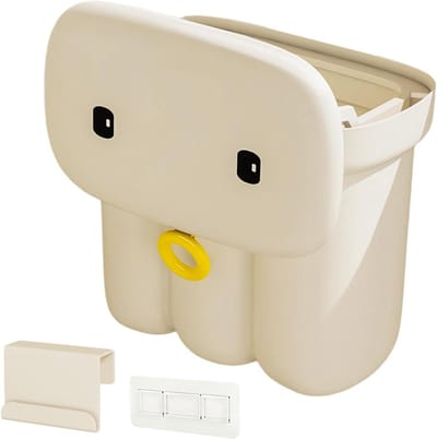 Compostemmer Keuken - Afvalbak Deksel - Afval Beheren - Ruimtebesparend Ontwerp - 25x27x14 cm - Beige