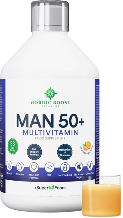Nordic Boost MAN 50+ – Vloeibare Multivitamine voor Mannen – 500 ml – 33 Doses