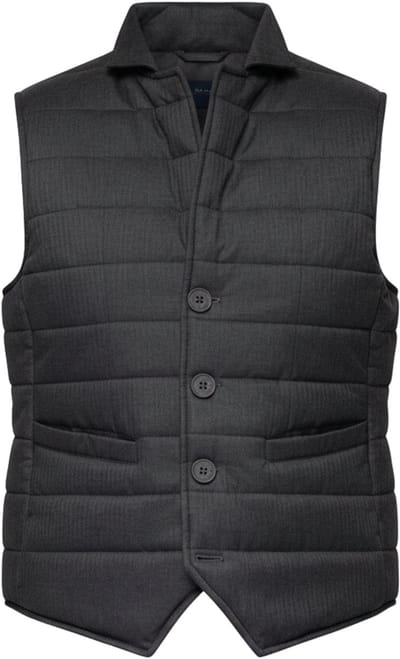 OMBRE Gilet - Regular Fit - Knopen - Effen Donkergrijs gemêleerd S/M