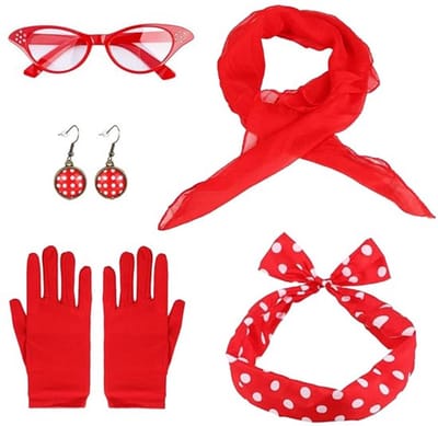 Damesmode Vintage Set - Hoofdband/Handschoenen - Oorringen/Halsdoek - Bril - Polyester - Verstelbaar/Comfortabel - Vintage Kostuum